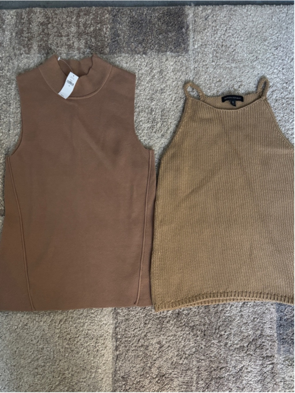 Banana Republic Ribbed High-Neck Tank Top Camel/Tan Size XS Bundle NEW